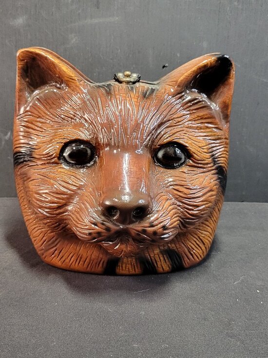 I found this beautiful Timmy Woods handcrafted wooden cat  Vintage Timmy Woods Cat Purse | Sculptural Feline Handbag | Designer Collectible